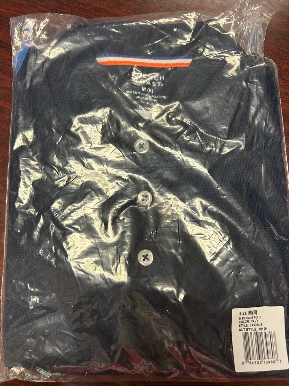 French Toast Navy Polo Shirt with Three-Button Placket boys size 8